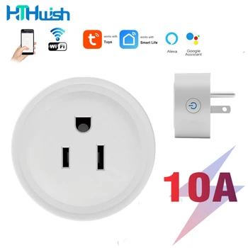 Wifi Изход Smart Life Plug US 10A Sasha Умен Изход 110 Безжична Розетка за Дистанционно Управление на 220 В Гласово Управление Алекса Google Home