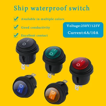2 ЕЛЕМЕНТА KCD1, кръгли водоустойчив кулисный ключ, 3Pin бутонът за захранване с led червена, зелена, жълта синя подсветка, включване/изключване на електрическото оборудване