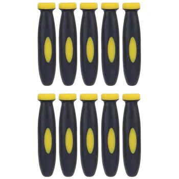 10 бр. гумена дръжка за пили за еднократна употреба Бързо инсталиране на дръжка, Диаметър на отвора 3 мм за писалки за пилок Жълт черен