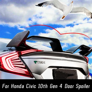 За Honda Civic 10th Gen 4 Врати и Задната част на Капака на Багажника Спойлер на Багажника Крила Черно въглеродни влакна Спортен Стил Чайки Аксесоари За Външен Тунинг