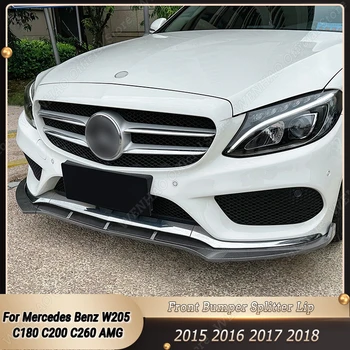 За Mercedes Benz C Class W205 C180 C200 C260 AMG Автомобили Предните Брони Сплитер Защита Спойлер Гланц Капак ABS Черно 2015-2018