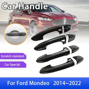 Капачка на дръжката на вратата от въглеродни влакна за Ford Mondeo Fusion 4 MK4 CD391 2014 ~ 2022 Аксесоари за оформяне на външността на колата, етикети 2020 2021