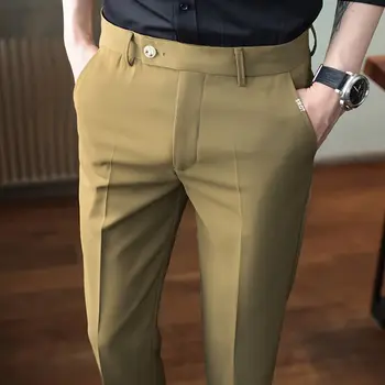 Мъжки панталони, панталони за костюми, ежедневни панталони, мъжки и дълги панталони, модерни директни плътно прилепнали панталони, мъжки улични панталони, мъжки D173
