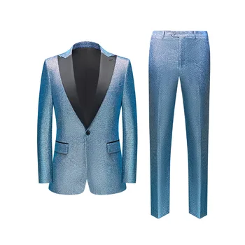 2023 (Сако + панталон Нов дизайн, мъжки оборудвана костюм от две части, модерна луксозна ежедневно облекло за сватбеното парти