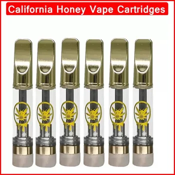 California Honey Vape Касети Опаковки 0,8 мл 1,0 мл Златен Мундщук Керамична Макара Дебели Маслени Колички Изпарител на Електронни Цигари, 50 бр.