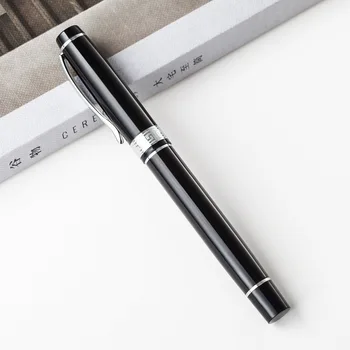 Луксозни метални сребристо-черни маркови химикалки за бизнес писма, канцеларски материали, индивидуален лого, име, подарък