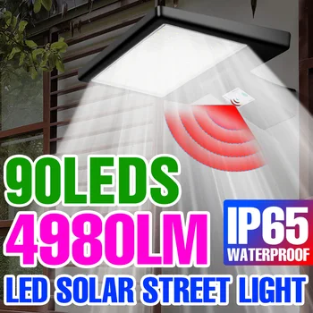Слънчеви led осветление, екстериорно украса, градинска лампа IP65, водоустойчив датчик за движение PIR, уличен светлина, слънчева светлина, която се презарежда прожектор
