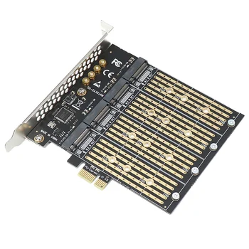 Адаптер, PCIe за NVME B Key M2 M. 2 с 4 порта NGFF SATA SSD 10 gbps за PCI X1 адаптер PCI-E M. 2 такса за разширяване на Странично
