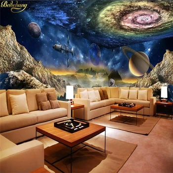 beibehang Стенни тапети по поръчка 3D Звездна планета Луксозен ролка фотообоев Хол на хотела ТЕЛЕВИЗИЯ фона на пода в банята