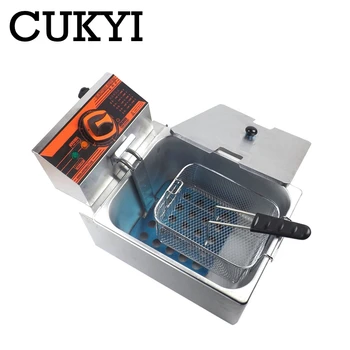 CUKYI електрически фритюрник търговска домакински кухненски пържене машина чип печка кошница картофи дълбок тиган 6л 2.5 кВт