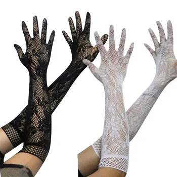 Дантелени жакард ръкавици в рибарска мрежа, дълги новите модни секси аксесоари, изискани ръкавици за пълен пръст