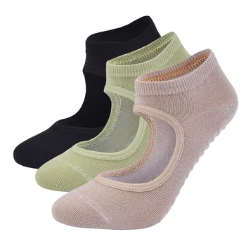 Високо качество на компресия чорапи за пилатес, нескользящие дишащи чорапи за йога с отворен гръб, дамски спортни чорапи за балетни танци, женски